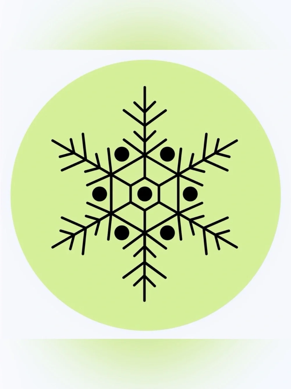 50 STICKERS - 2” ROUND - SNOWFLAKE - BRIGHT GREEN